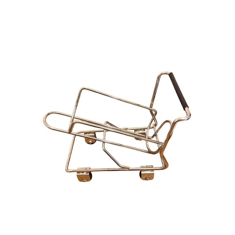 Decorative Metal Wine Bottle Holder Tabletop Decor Push Shopping Cart on Wheels
